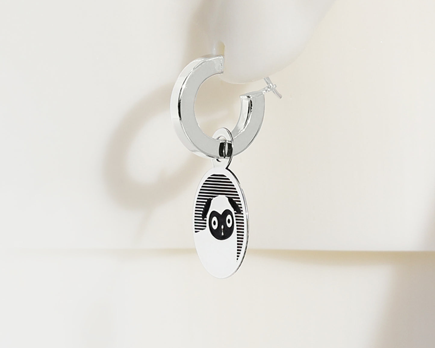 Sterling Silver 2 Hoops & 1 Puppa ThePug Charm Earrings #AL003