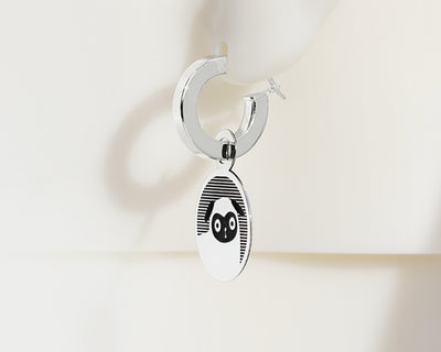 Sterling Silver 2 Hoops & 1 Puppa ThePug Charm Earrings #AL003