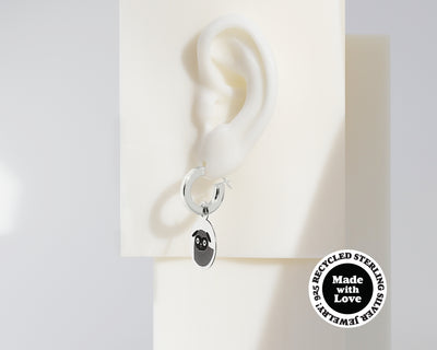 Sterling Silver Hoop Pug, The Pug Charm Earrings #AL004