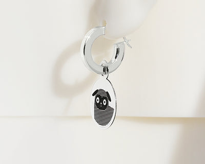 Sterling Silver Hoop Pug, The Pug Charm Earrings #AL004