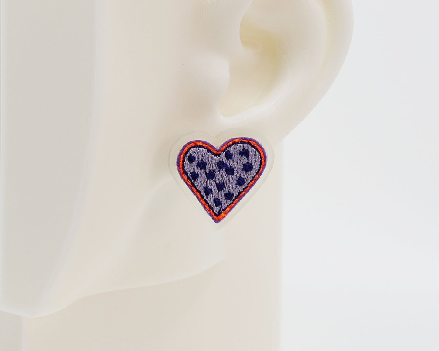 Embroidery Heart #A001 Earrings