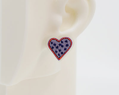 Embroidery Heart #A001 Earrings