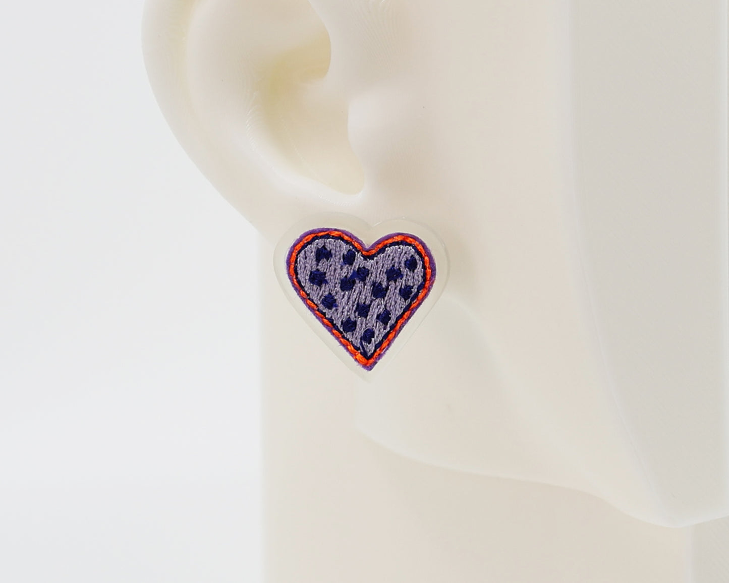 Embroidery Heart #A001 Earrings