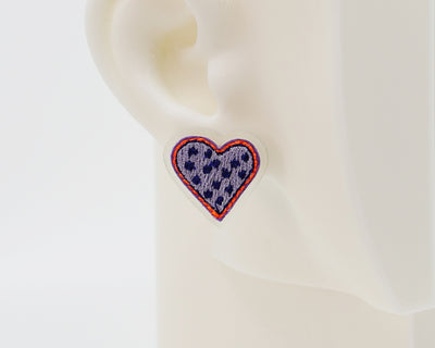 Embroidery Heart #A001 Earrings
