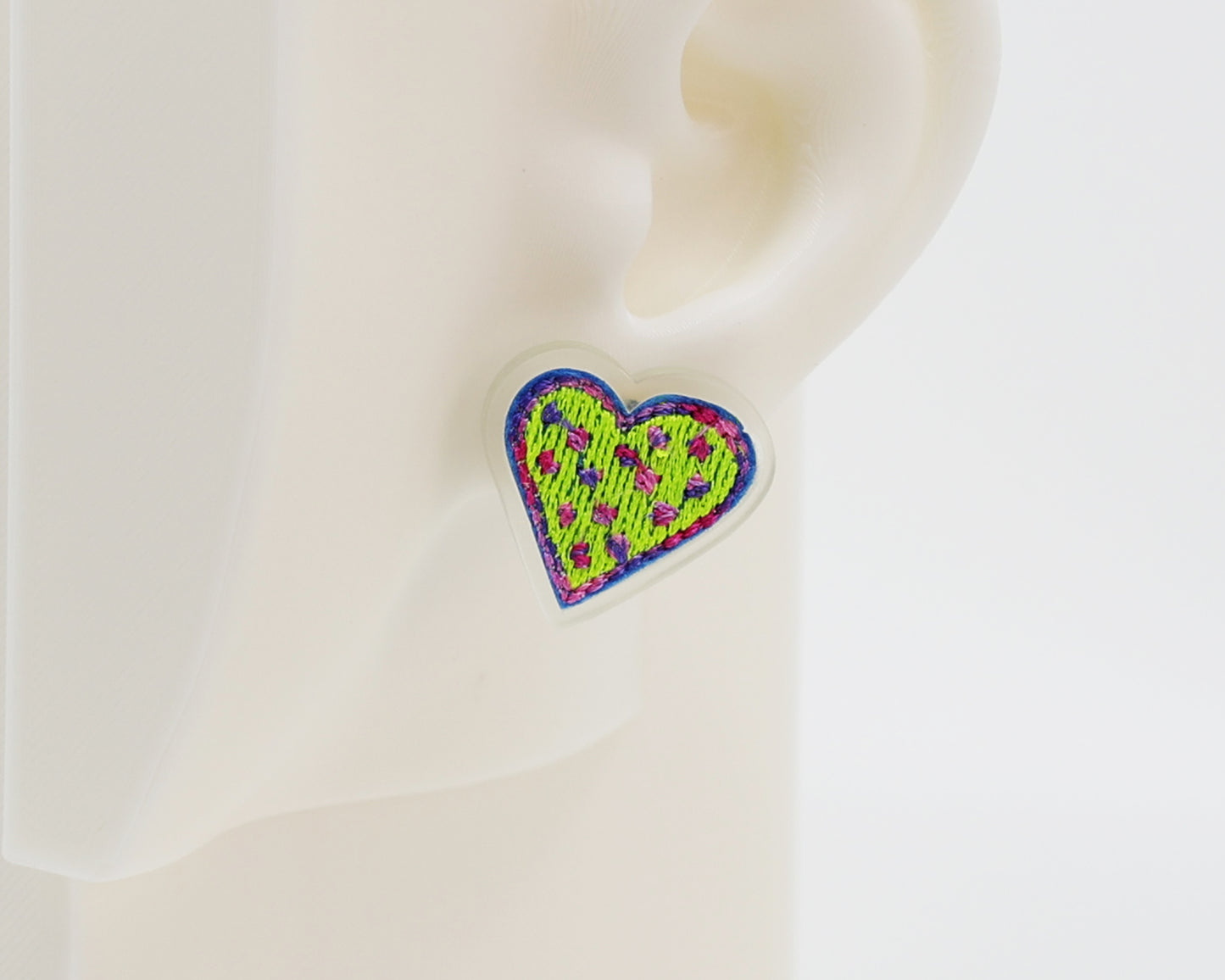 Embroidery Heart #A002 Earrings