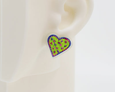 Embroidery Heart #A002 Earrings