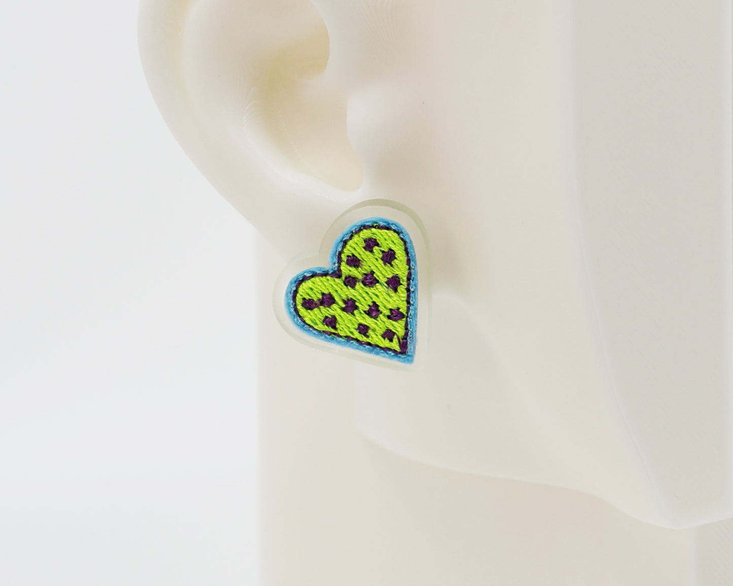 Embroidery Heart #A002 Earrings