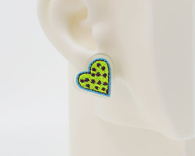 Embroidery Heart #A002 Earrings