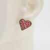 Embroidery Heart #A004 Earrings