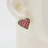 Embroidery Heart #A004 Earrings