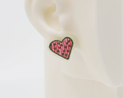 Embroidery Heart #A004 Earrings