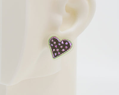 Embroidery Heart #A005 Earrings