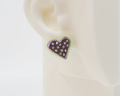 Embroidery Heart #A005 Earrings