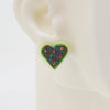 Embroidery Heart #A006 Earrings