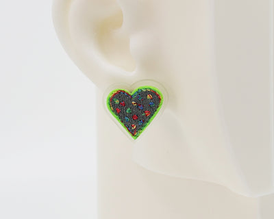 Embroidery Heart #A006 Earrings