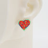 Embroidery Heart #A007 Earrings