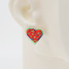 Embroidery Heart #A007 Earrings