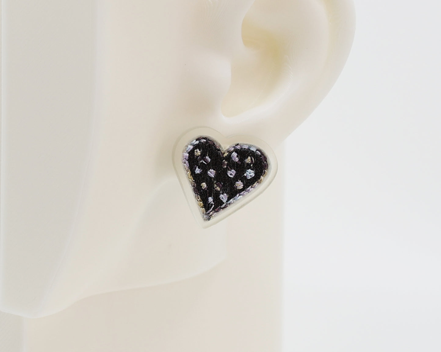 Embroidery Heart #A008 Earrings