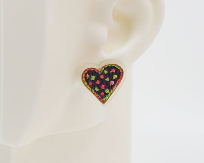 Embroidery Heart #A009 Earrings