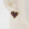 Embroidery Heart #A009 Earrings