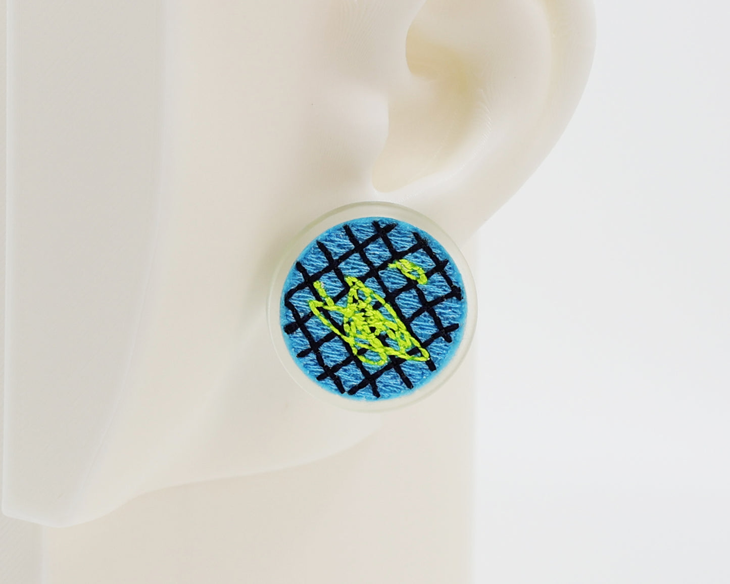 Asymmetrical Embroidery Note #A001 Earrings