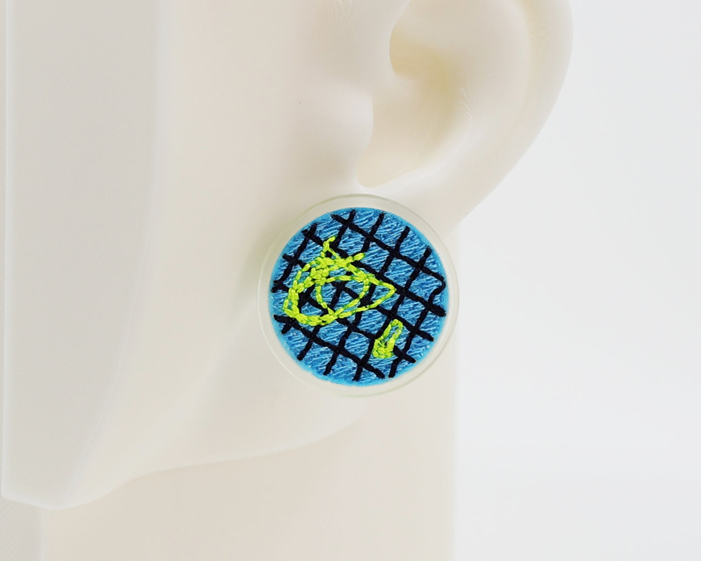 Asymmetrical Embroidery Note #A001 Earrings