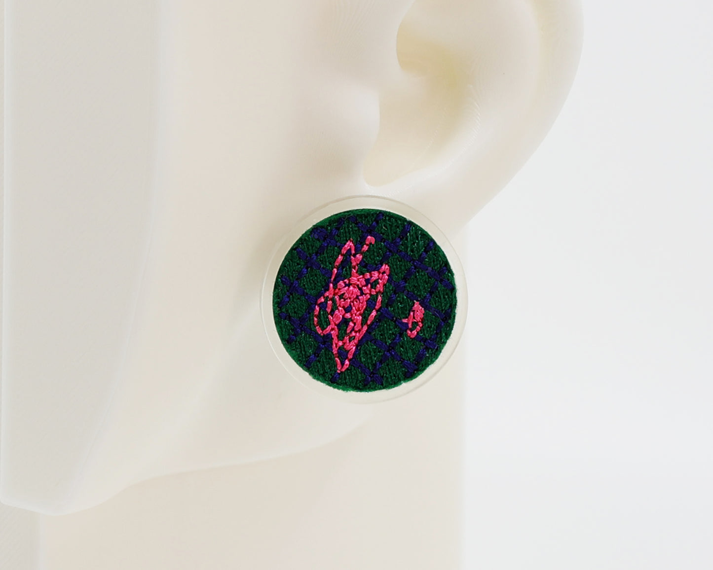 Asymmetrical Embroidery Note #A002 Earrings