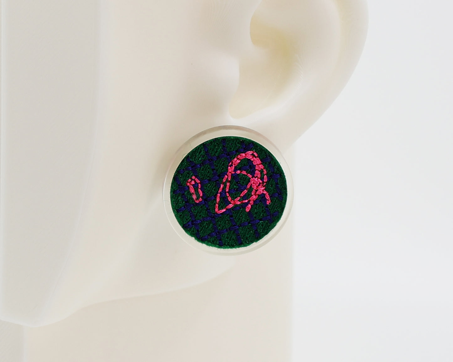 Asymmetrical Embroidery Note #A002 Earrings