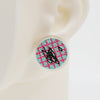 Asymmetrical Embroidery Note #A004 Earrings