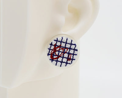 Asymmetrical Embroidery Note #A005 Earrings