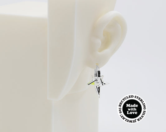 Sterling Silver 2 Hoops, 1 Star Charm Earrings #AS001
