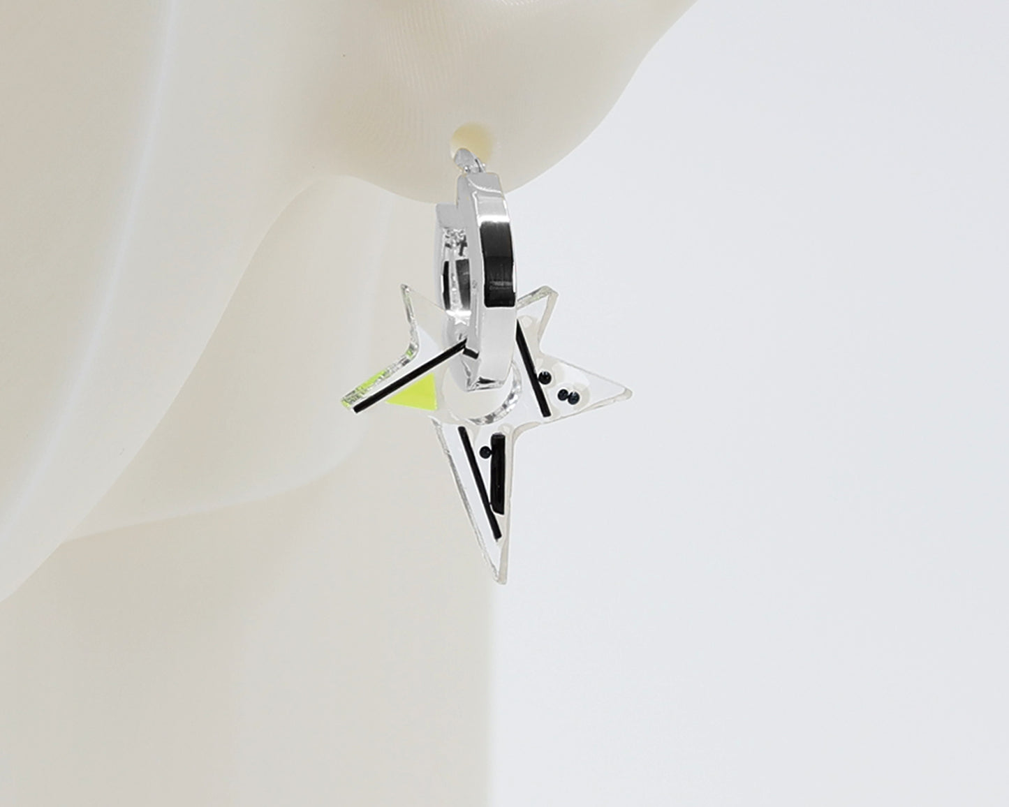 Sterling Silver 2 Hoops, 1 Star Charm Earrings #AS001