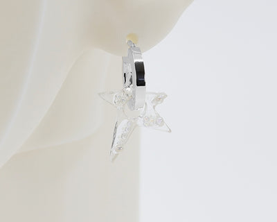 Sterling Silver Hoop, Star Charm Earrings #AS002