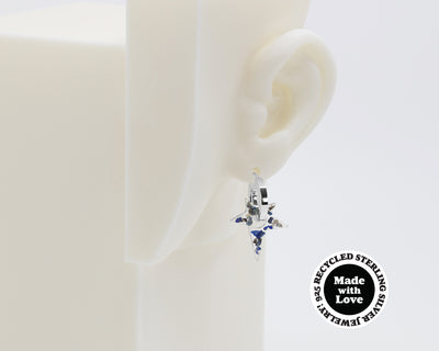 Sterling Silver 2 Hoops, 1 Star Charm Earrings #AS003