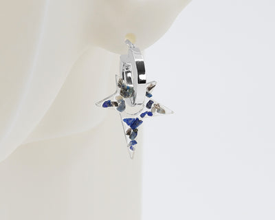 Sterling Silver 2 Hoops, 1 Star Charm Earrings #AS003