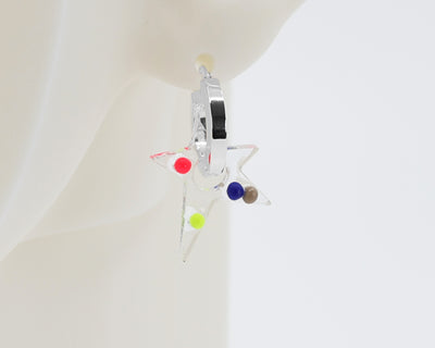 Sterling Silver 2 Hoops, 1 Star Charm Earrings #AS004