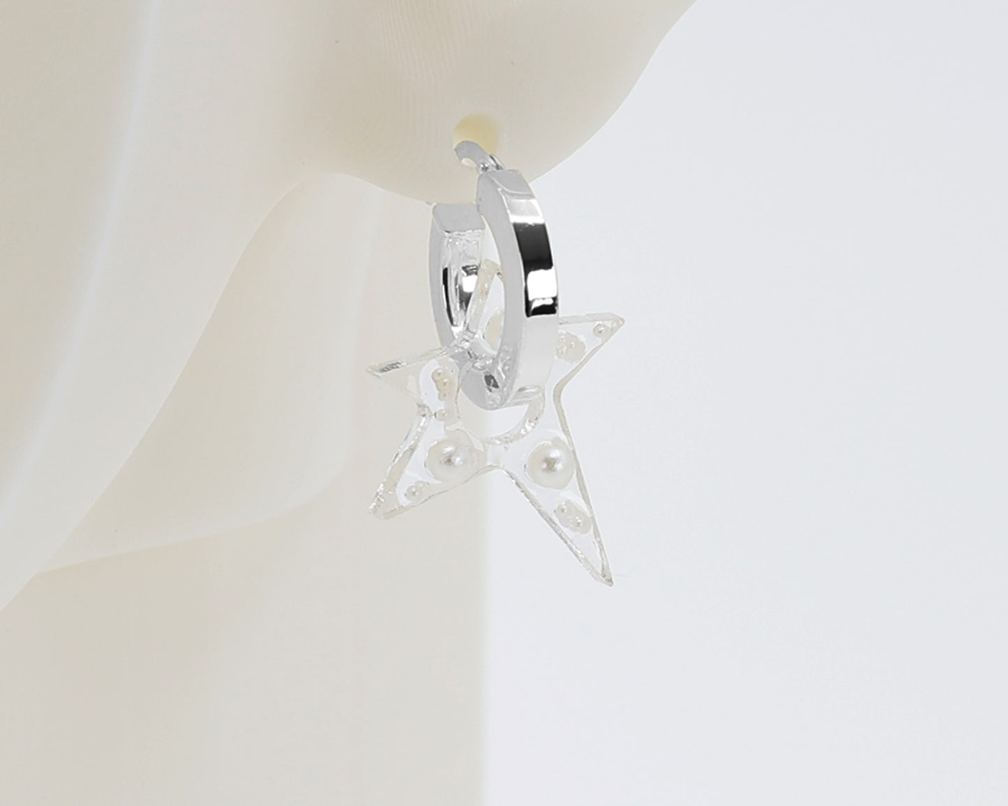 Sterling Silver 2 Hoops, 1 Star Charm Earrings #AS005