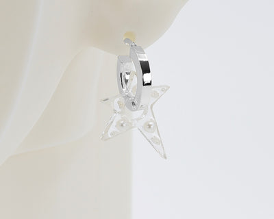 Sterling Silver 2 Hoops, 1 Star Charm Earrings #AS005