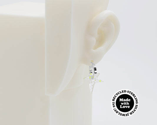 Sterling Silver 2 Hoops, 1 Star Charm Earrings #AS006