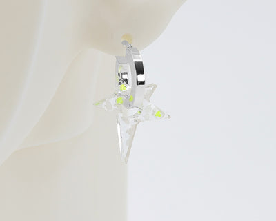 Sterling Silver 2 Hoops, 1 Star Charm Earrings #AS006