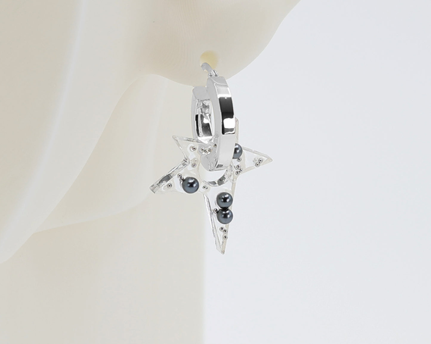 Sterling Silver 2 Hoops, 1 Star Charm Earrings #AS008