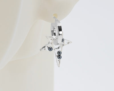 Sterling Silver 2 Hoops, 1 Star Charm Earrings #AS008