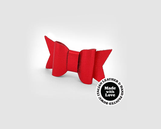 Mini Italian Leather Hair Bow #004