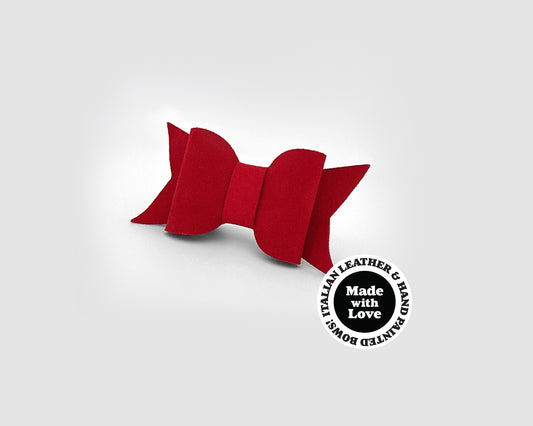 Mini Italian Leather Hair Bow #005
