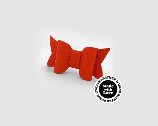 Mini Italian Leather Hair Bow #010