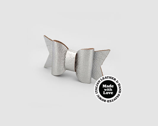 Mini Italian Leather Hair Bow #025