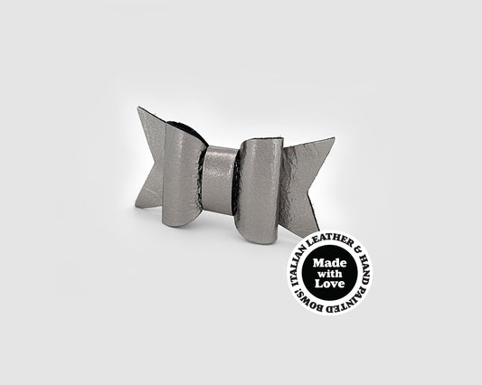 Mini Italian Leather Hair Bow #038