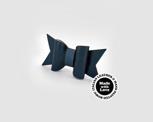 Mini Italian Leather Hair Bow #042