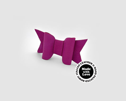 Mini Italian Leather Hair Bow #046