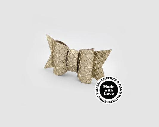 Mini Italian Leather Hair Bow #048